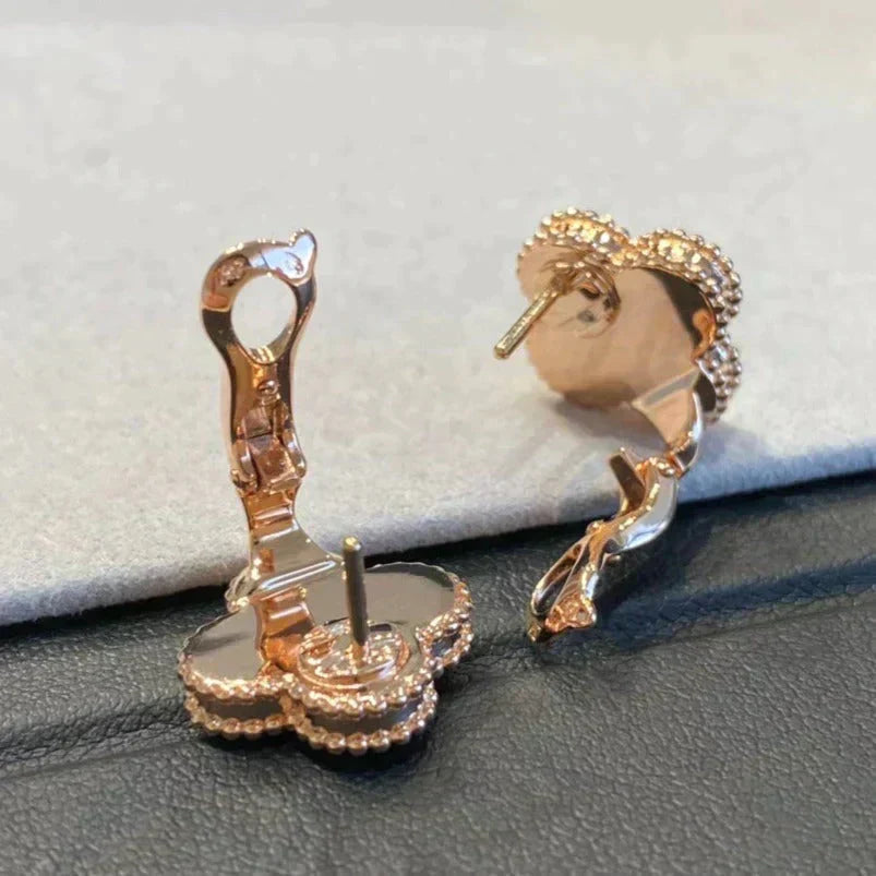 ¡®AuraJewelry¡¯CLOVER MEDIUM 1 MOTIFS GRAY MOP DIAMOND EARRINGS