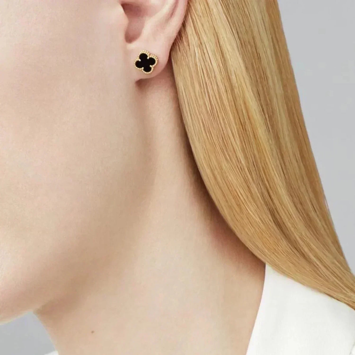 ¡®AuraJewelry¡¯CLOVER MINI 9.5MM BLACK MOP EARRINGS