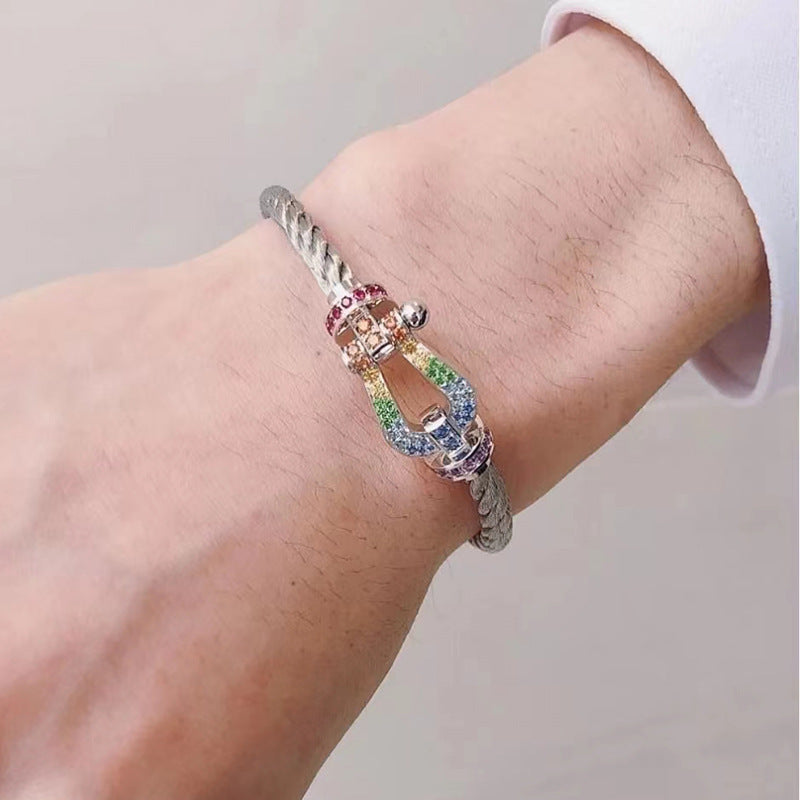 ¡®AuraJewelry¡¯FORCE LARGE HORSESHOE COLORED DIAMOND BRACELET ROSE GOLD