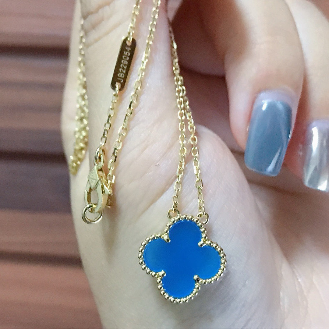 ¡®AuraJewelry¡¯CLOVER 15MM BLUE AGATE NECKLACE