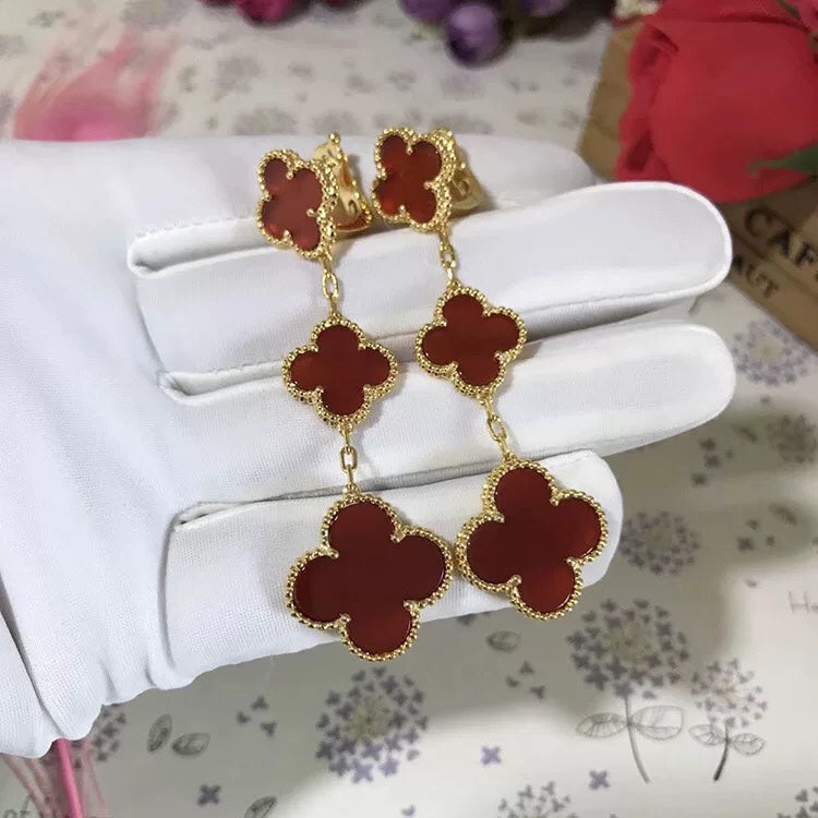 ¡®AuraJewelry¡¯CLOVER 3 MOTIF CARNELIAN DROP EARRINGS