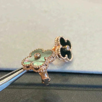 ¡®AuraJewelry¡¯CLOVER MEDIUM 1 MOTIFS GRAY MOP  DIAMOND EARRINGS