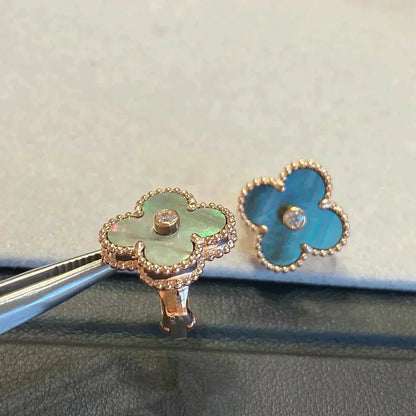 ¡®AuraJewelry¡¯CLOVER MEDIUM 1 MOTIFS GRAY MOP  DIAMOND EARRINGS