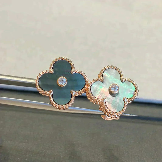 ¡®AuraJewelry¡¯CLOVER MEDIUM 1 MOTIFS GRAY MOP  DIAMOND EARRINGS