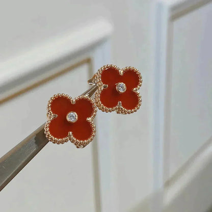 ¡®AuraJewelry¡¯CLOVER MEDIUM 1 MOTIFS CARNELIAN  DIAMOND earrings