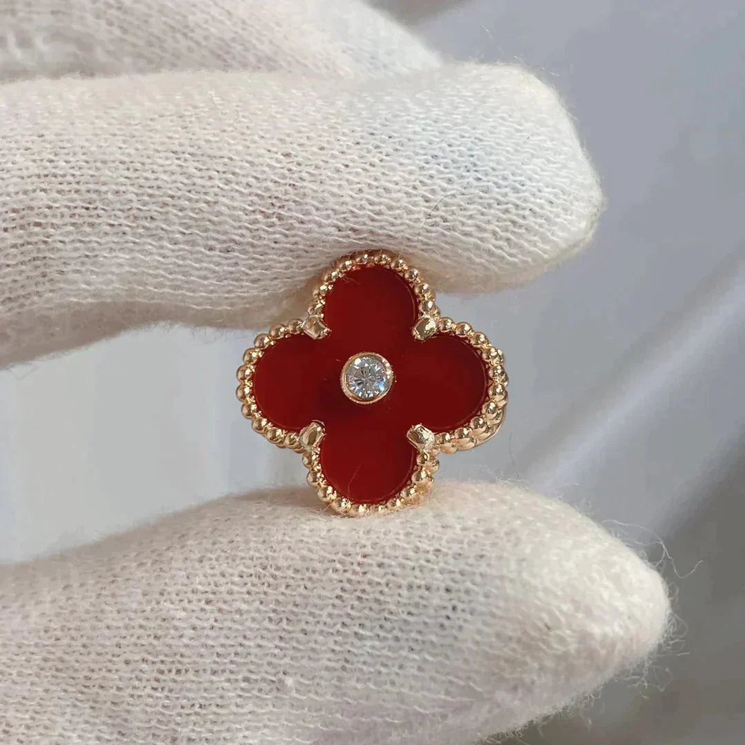 ¡®AuraJewelry¡¯CLOVER MEDIUM 1 MOTIFS CARNELIAN  DIAMOND earrings