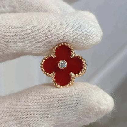 ¡®AuraJewelry¡¯CLOVER MEDIUM 1 MOTIFS CARNELIAN  DIAMOND earrings