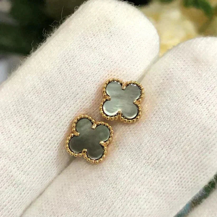 ¡®AuraJewelry¡¯CLOVER MINI 9.5MM GRAY MOP EARRINGS