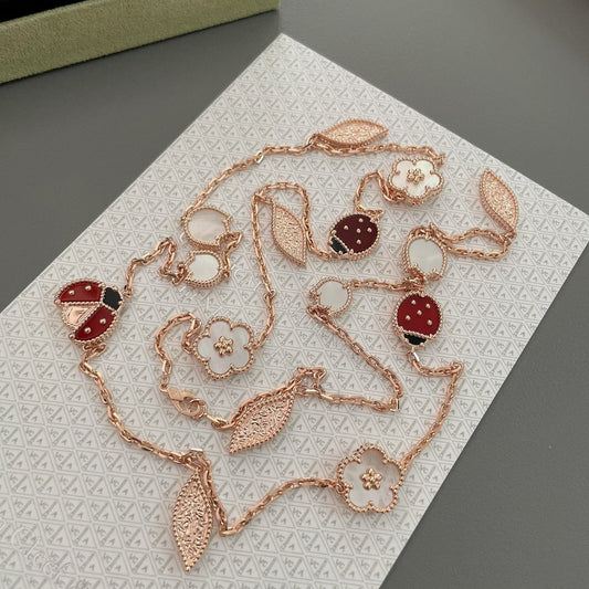 ¡®AuraJewelry¡¯LUCKY SPRING 15 MOTIFS ROSE GOLD NECKLACE
