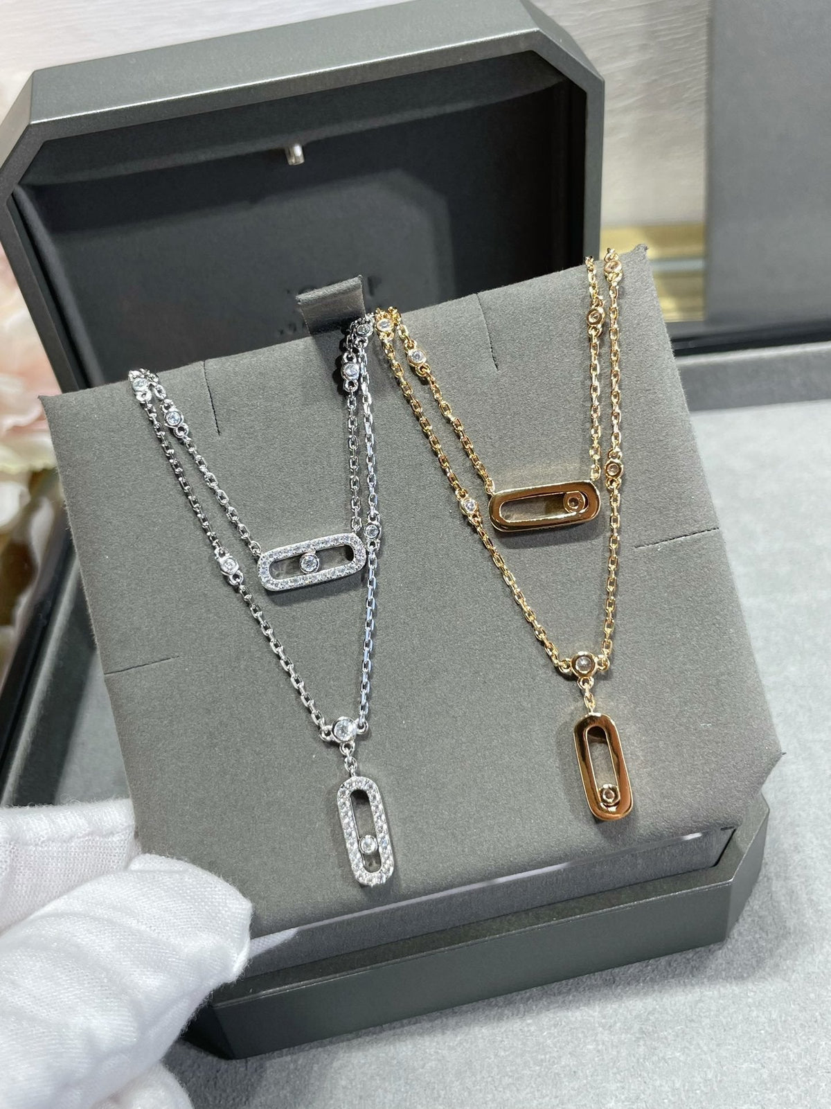 [AuraJewelry]MOVE 2 ROW DIAMOND NECKLACE