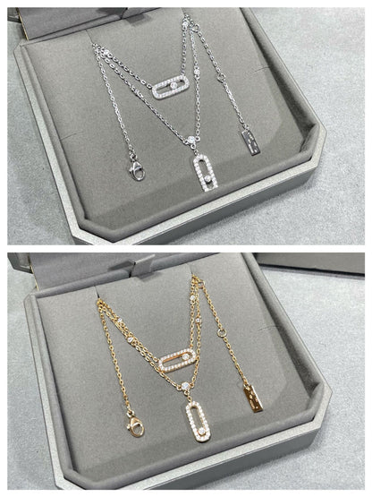 [AuraJewelry]MOVE 2 ROW DIAMOND NECKLACE
