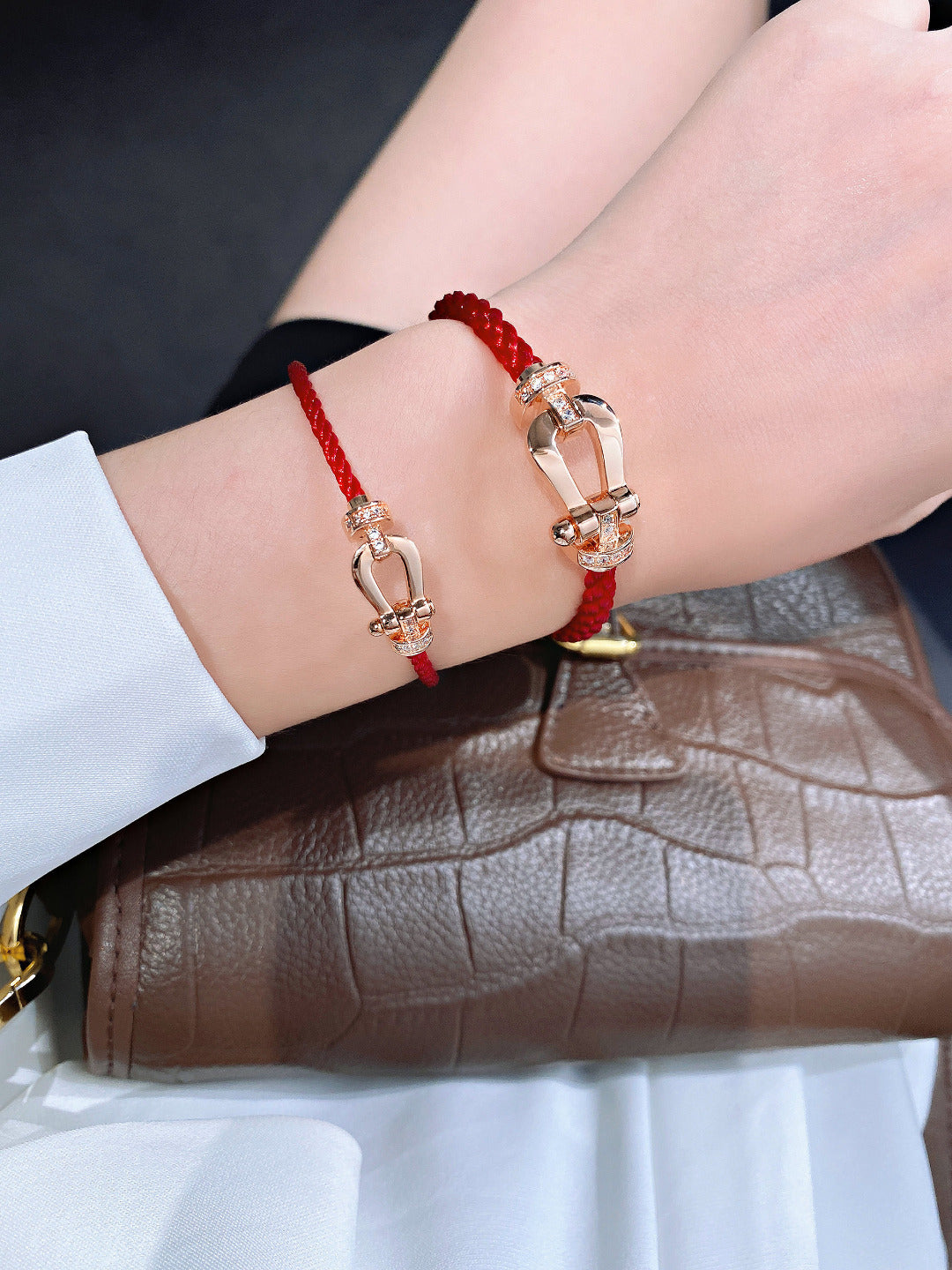 ¡®AuraJewelry¡¯FORCE 10 HALF DIAMOND PINK GOLD RED CORDERI LARGE AND MEDIUM MODEL