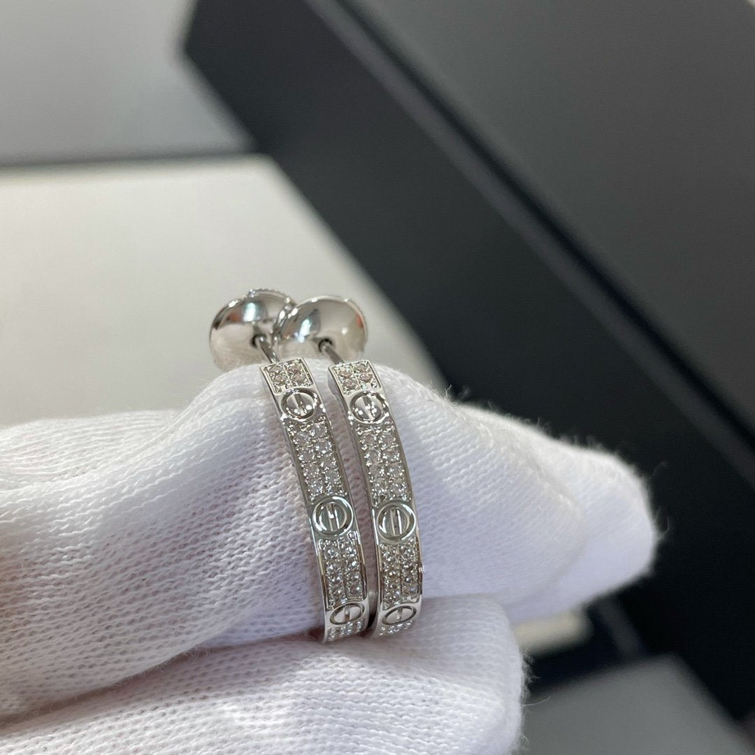 ¡®AuraJewelry¡¯LOVE DIAMOND SILVER HOOP EARRINGS