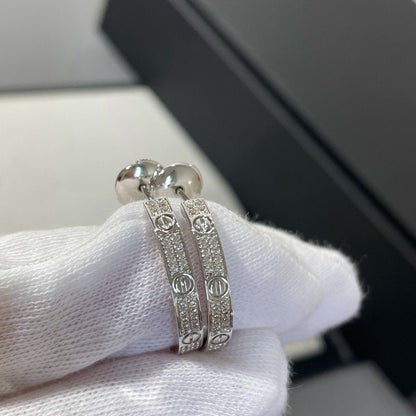 ¡®AuraJewelry¡¯LOVE DIAMOND SILVER HOOP EARRINGS