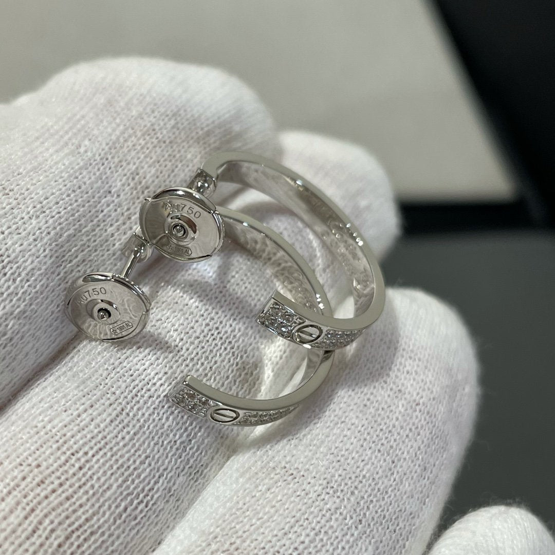 ¡®AuraJewelry¡¯LOVE DIAMOND SILVER HOOP EARRINGS