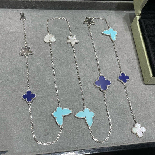 ¡®AuraJewelry¡¯LUCKY CLOVER SILVER 11 MOTIF NECKLACE