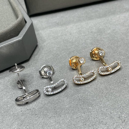 [AuraJewelry]MOVE UNO PINK GOLD DIAMOND EARRINGS