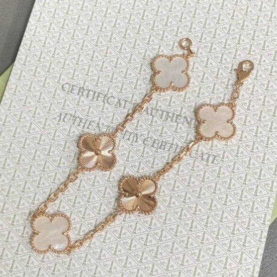 [AuraJewelry]New CLOVER WHITE PEARL MOP 5 MOTIF BRACELET COLLECTION