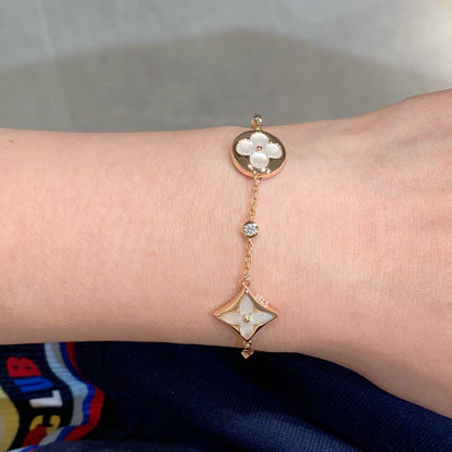 ¡®AuraJewelry¡¯STAR AND SUN 4 MOTIF WHITE MOP PINK GOLD BRACELET