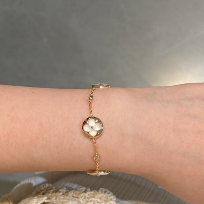 ¡®AuraJewelry¡¯STAR AND SUN 4 MOTIF WHITE MOP PINK GOLD BRACELET