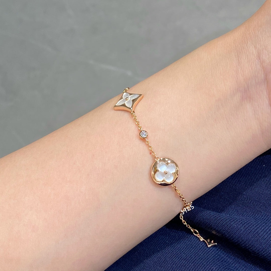 ¡®AuraJewelry¡¯STAR AND SUN 4 MOTIF WHITE MOP PINK GOLD BRACELET