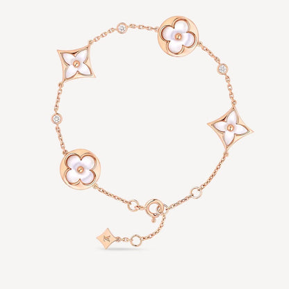 ¡®AuraJewelry¡¯STAR AND SUN 4 MOTIF WHITE MOP PINK GOLD BRACELET