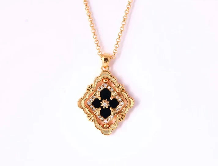 [AuraJewelry] B.C.L ENAMEL ROTATING SINGLE-DIAMOND NECKLACE£¨Various colors£©