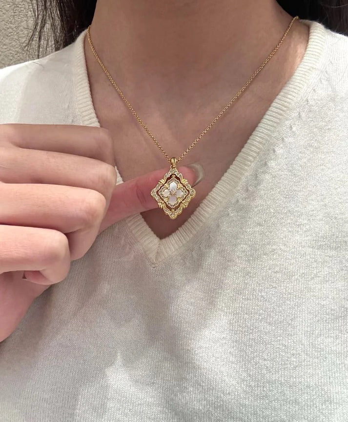 [AuraJewelry] B.C.L ENAMEL ROTATING SINGLE-DIAMOND NECKLACE£¨Various colors£©