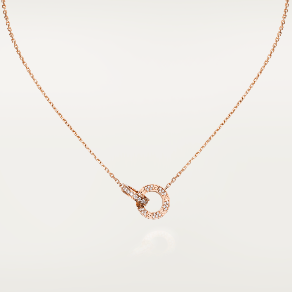 ¡®AuraJewelry¡¯LOVE 7.6MM NECKLACE ROSE GOLD AND SILVER  FULL DIAMOND