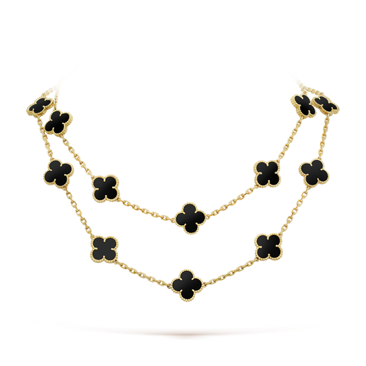 ¡®AuraJewelry¡¯CLOVER 20 MOTIFS ONYX NECKLACE