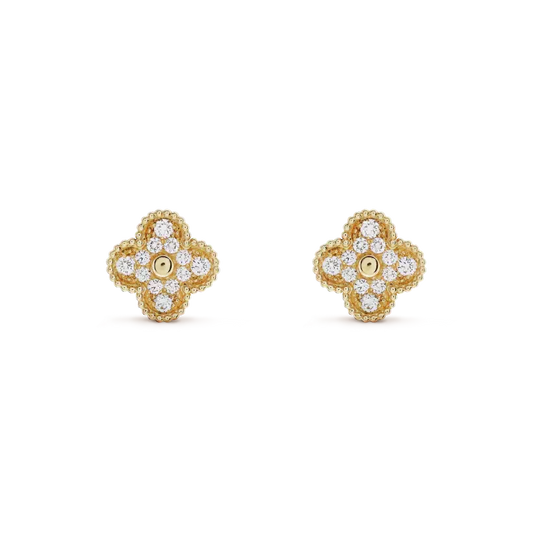 ¡®AuraJewelry¡¯CLOVER MEDIUM 1 MOTIFS FUll DIAMOND EARRINGS