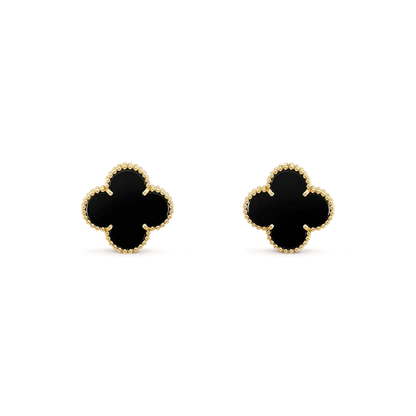 ¡®AuraJewelry¡¯CLOVER MEDIUM 1 MOTIFS  ONYX STUD EARRINGS