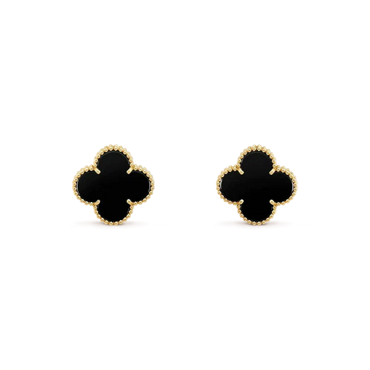¡®AuraJewelry¡¯CLOVER MEDIUM 1 MOTIFS  ONYX STUD EARRINGS