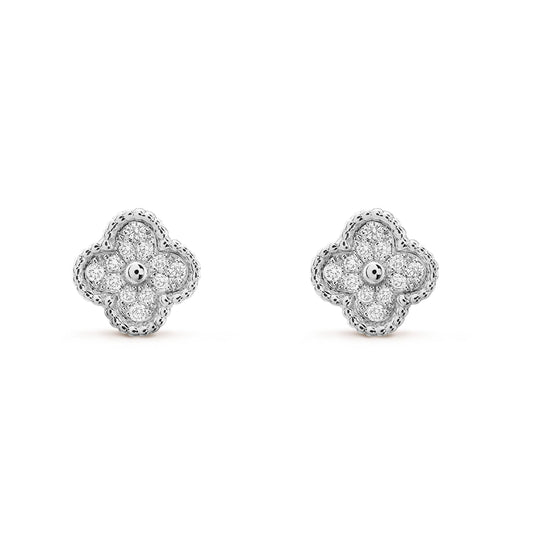 ¡®AuraJewelry¡¯CLOVER MINI DIAMOND STUD EARRINGS
