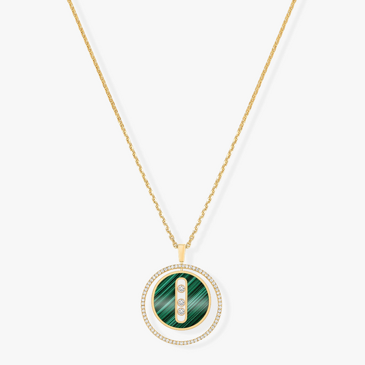 [AuraJewelry]LUCKY MOVE 3 DIAMOND MALACHITE GOLD DIAMOND NECKLACE