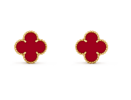 [AuraJewelry] CLOVER 20MM RED AGATE EARRINGS