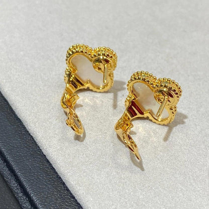 [AuraJewelry] CLOVER LARGE (20mm) 1 MOTIFS WHITE MOP STUD EARRINGS