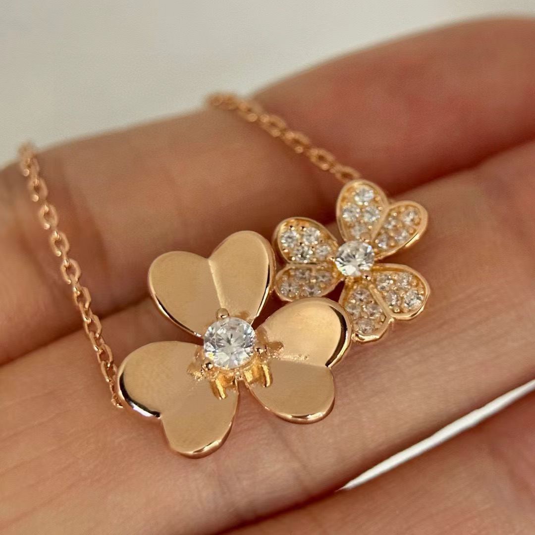 [AuraJewelry] Two Flowers & Clover Choker