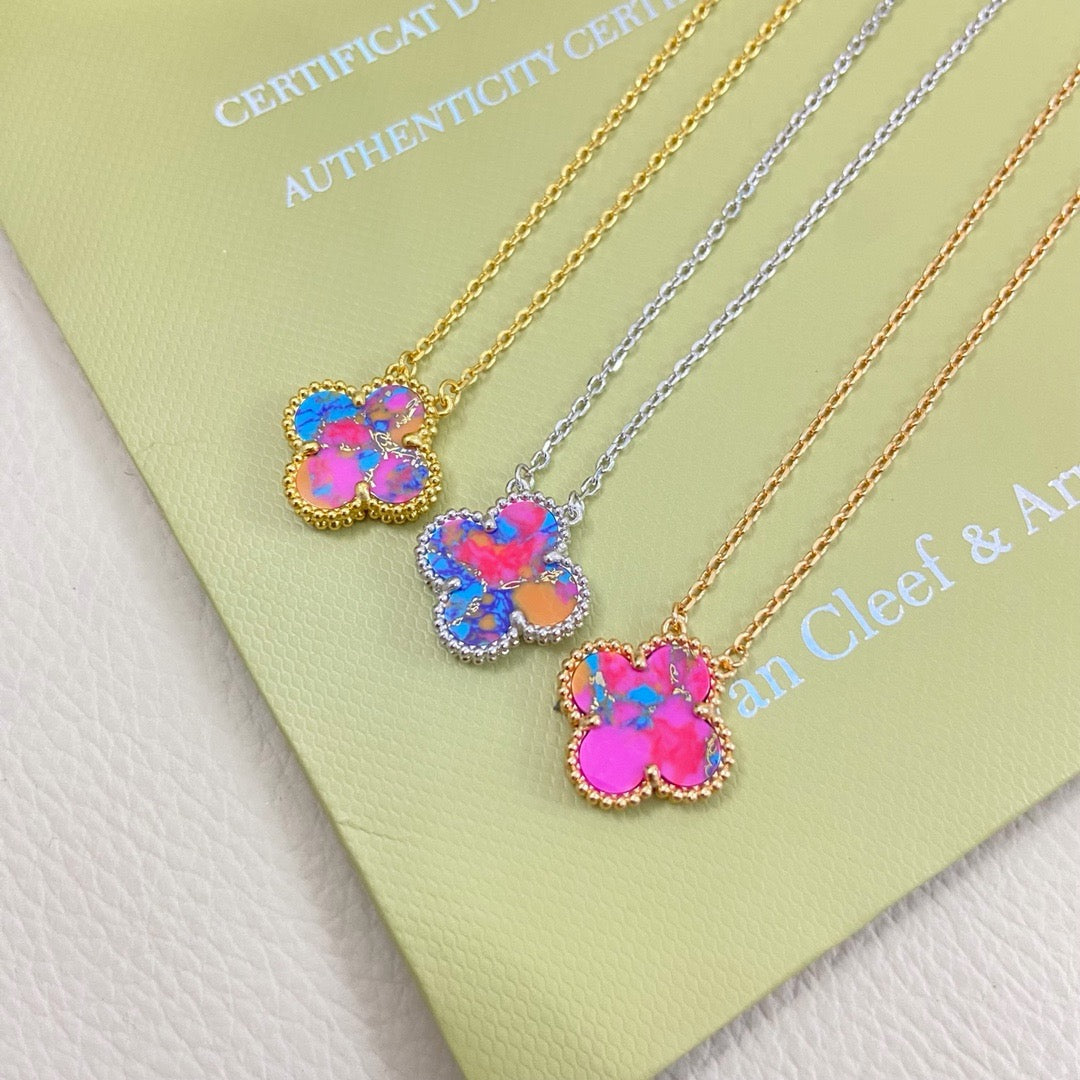 [AuraJewelry] 2026 New Plum Red Four-Leaf Clover Necklace