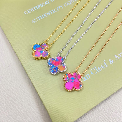 [AuraJewelry] 2026 New Plum Red Four-Leaf Clover Necklace