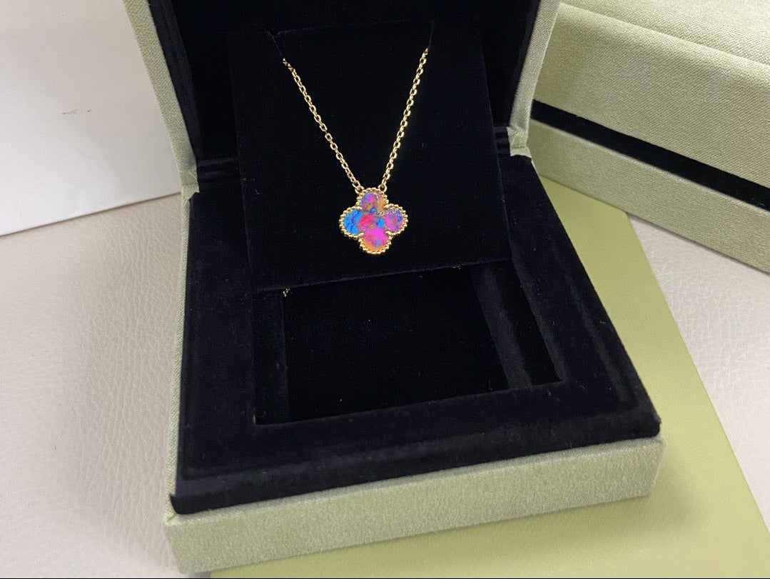 [AuraJewelry] 2026 New Plum Red Four-Leaf Clover Necklace