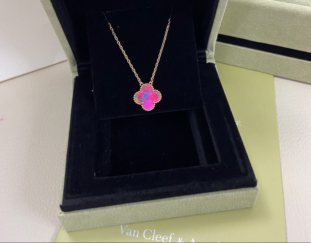 [AuraJewelry] 2026 New Plum Red Four-Leaf Clover Necklace