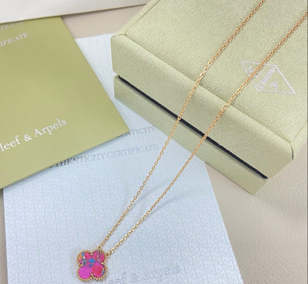 [AuraJewelry] 2026 New Plum Red Four-Leaf Clover Necklace