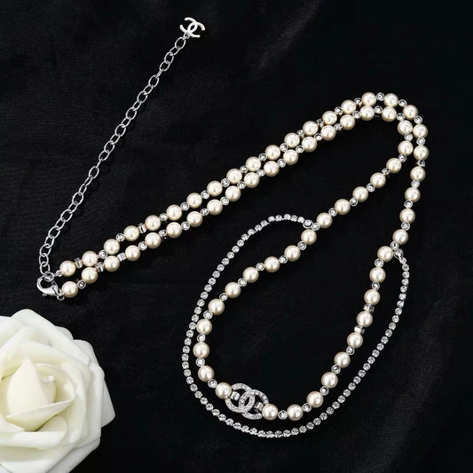 [AuraJewelry]Double C Pearl Waist Chain