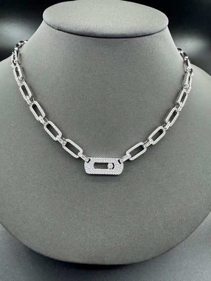 [AuraJewelry] Move Link Pave Diamond Chain Necklace