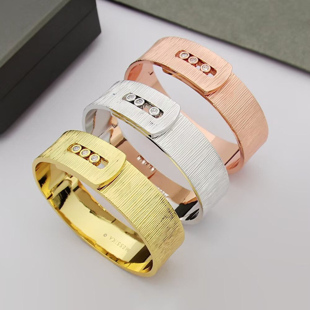 [AuraJewelry]Polished Brushed Bangle, Large Engraved Sliding Bangle