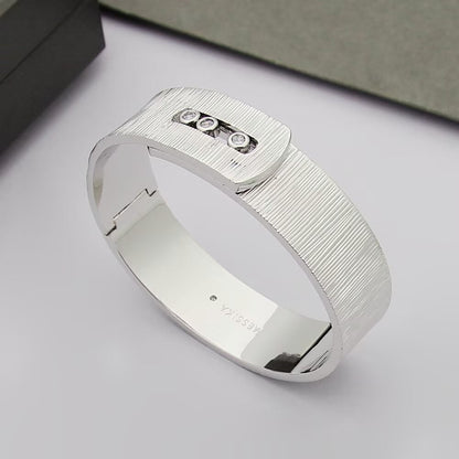 [AuraJewelry]Polished Brushed Bangle, Large Engraved Sliding Bangle