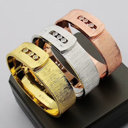 [AuraJewelry]Polished Brushed Bangle, Large Engraved Sliding Bangle