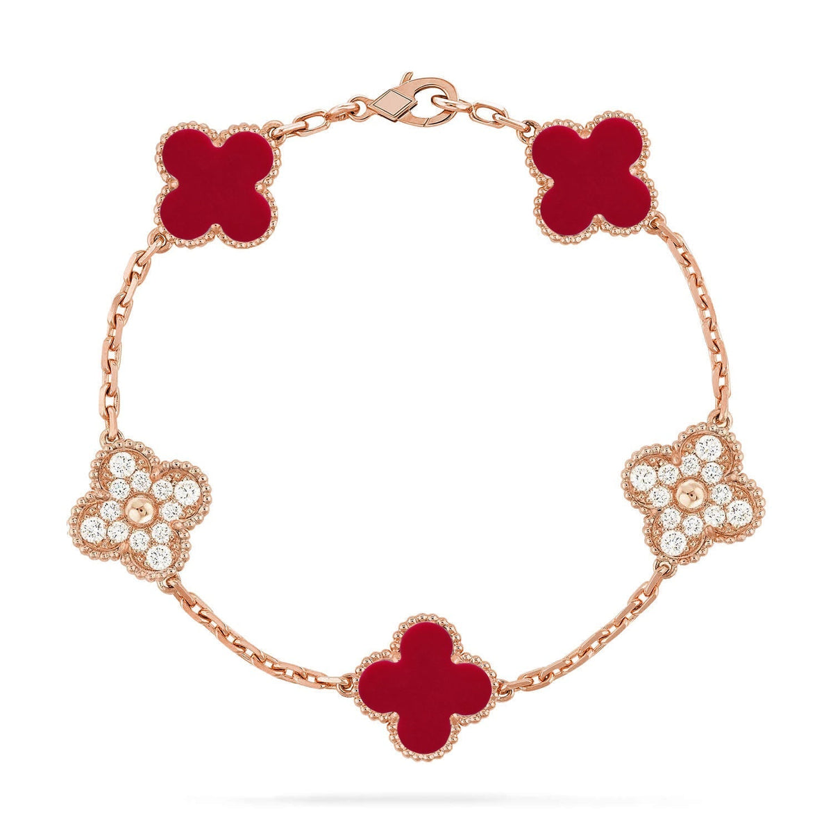 [AuraJewelry]New  CLOVER 5 MOTIF RED CORNELIAN BRACELET COLLECTION