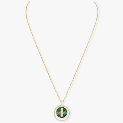 [AuraJewelry]LUCKY MOVE 3 DIAMOND MALACHITE GOLD DIAMOND NECKLACE
